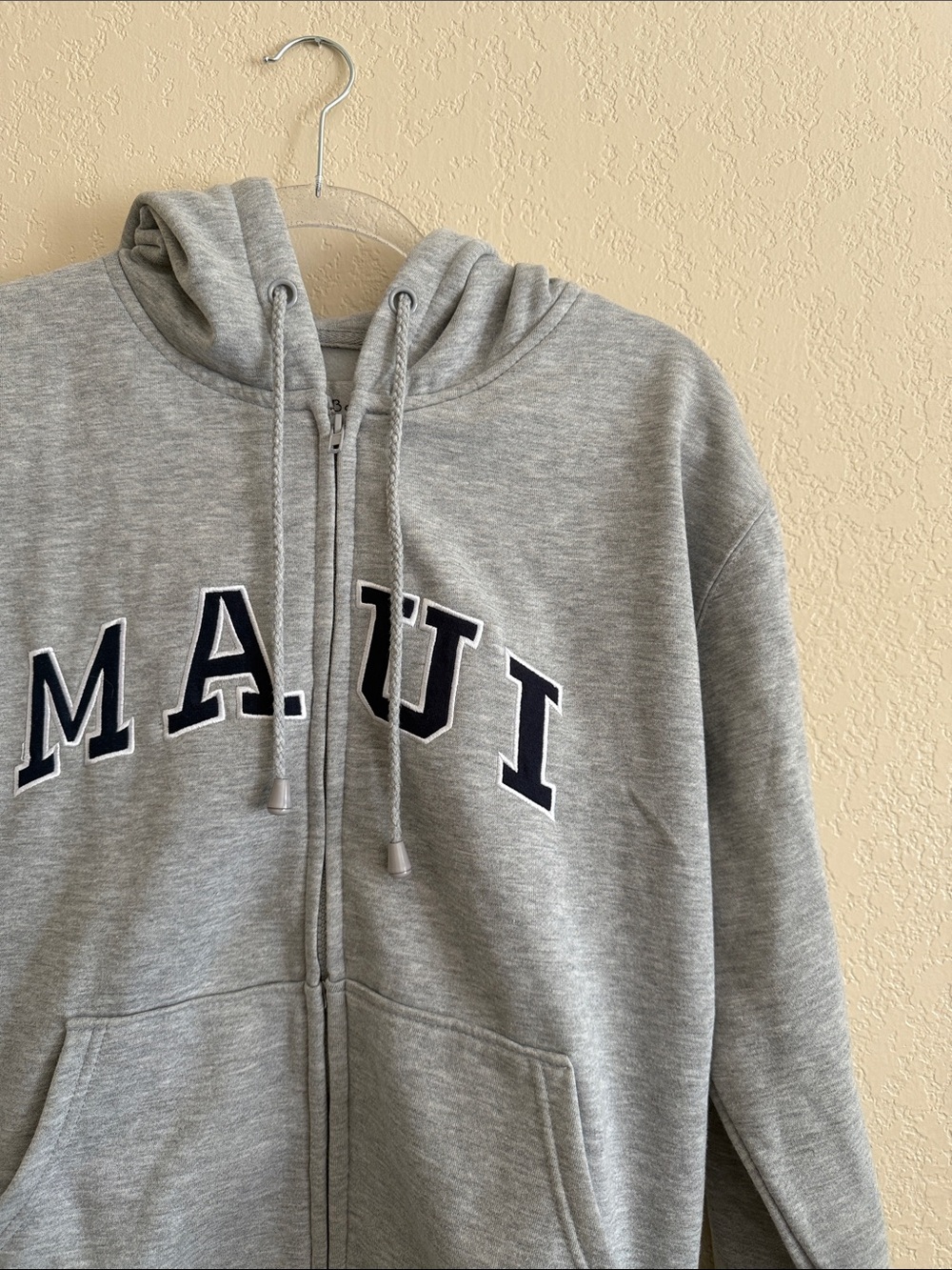 Grey MAUI Zip-Up Hoodie Sweatshirt